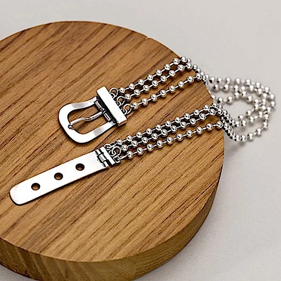 Sterling Silver Buckle Beaded Chain Bracelet - Picture 4 of 11